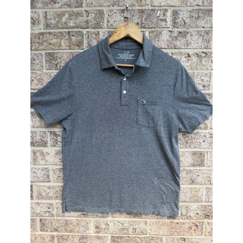 Vineyard Vines Men’s Edgartown Polo Size S Heather Gray Pima Cotton Blend Pocket